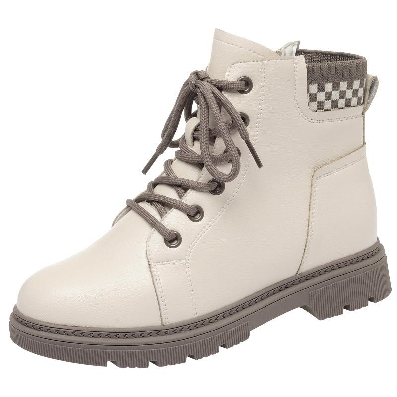 fashion Autumn Winter Warm Soft Leather Thick-Soled Chelsea Martin Boots Fashionable Women Round Toe Zipper Anti-slip Ankle Boots