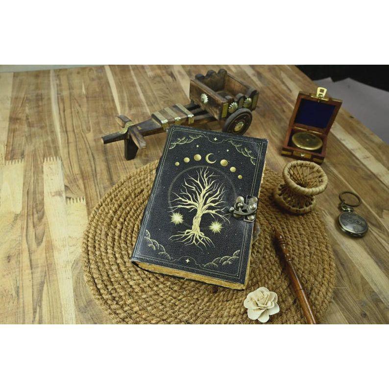 Tree of Life Leather Grimoire Journal: Celestial Spell Book