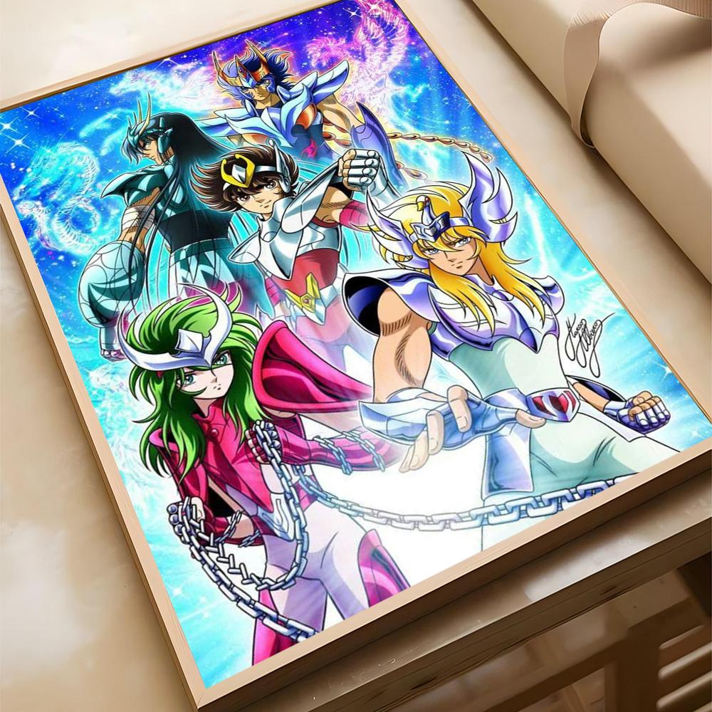 1 Pezzo Poster Saint Seiya Film Poster Adesivi Carta Kraft Retrò Adesivo Fai da Te Stanza Bar Caffè Estetica Arte Pittura Murale
