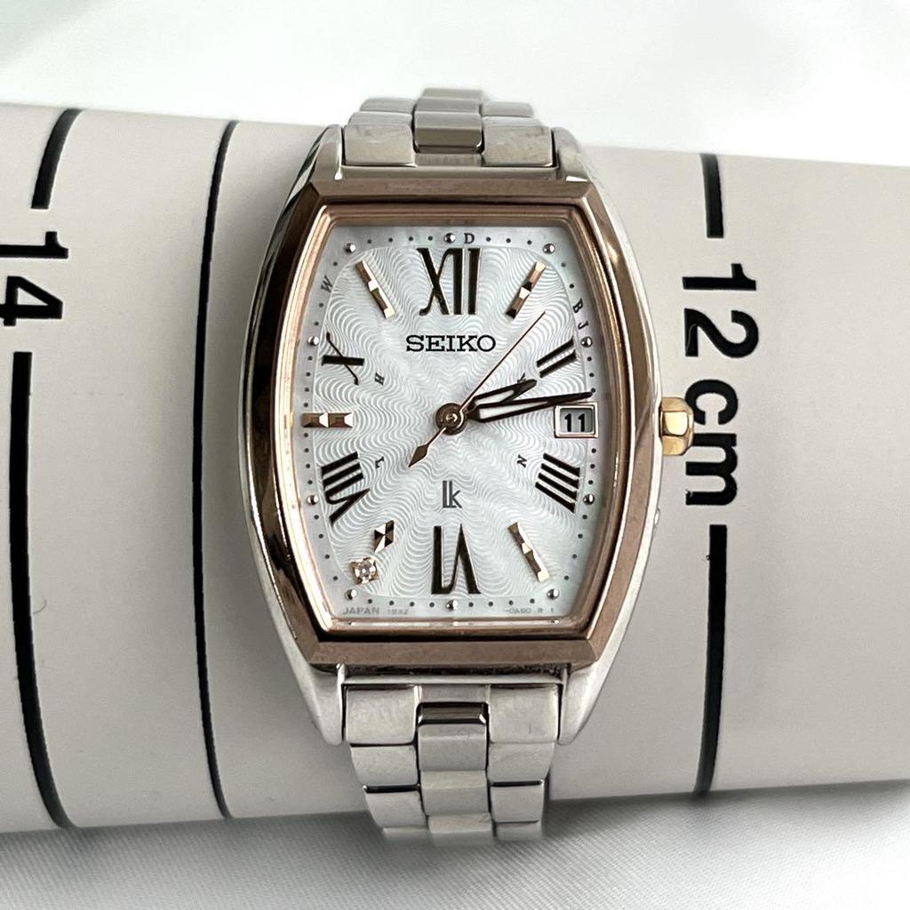 [USED] Seiko Lukia Radio-Controlled Solar Watch with Shell Dial, Tonneau Design, 1B32-0AA0