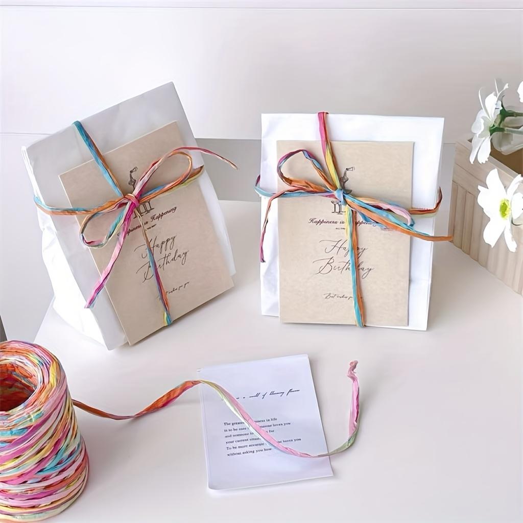 Vibrant Multi-Color Raffia Gift Wrapping Twine, Decorative Ribbon for Festival Gift Tying & DIY Crafts