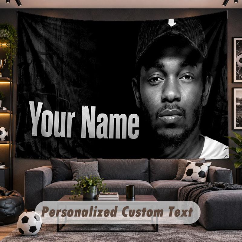 Wall Hanging Tapestry Custom NameKendrick Lamar Pattern Personalized Printed Fabric Wall Decor