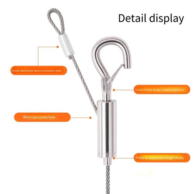 Picture Hanging Rope Set with Adjustable Barrels, 4 Metal Art Display Lines, Wall Mount Plates and Screws for Indoor Gallery Display