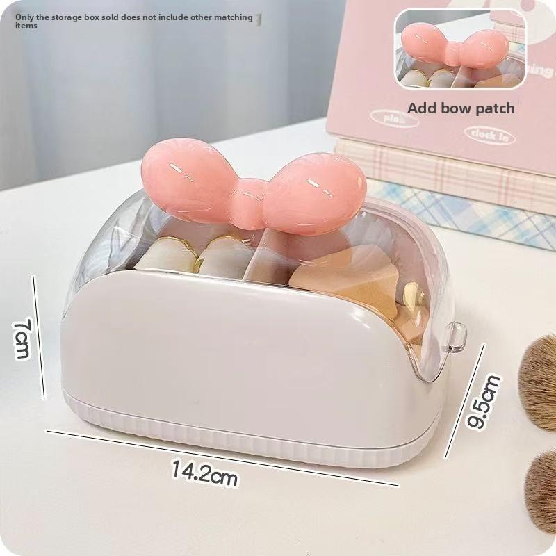 

Beauty Egg Storage Case with Lid Dustproof Dresser Lipstick Air Cushion Shelf Compartment Portable Powder Puff Organizer
