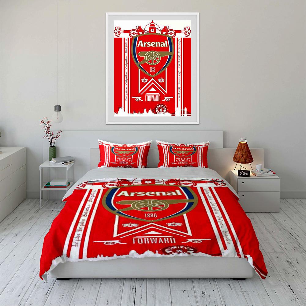 Set Biancheria da Letto a Tema Calcio Arsenal Set Biancheria da Letto (1 copripiumino, 2 federe, piumino non incluso)