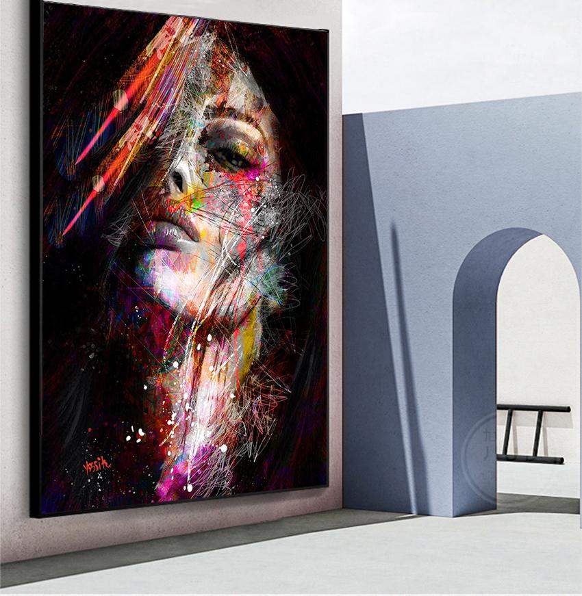 Abstract Graffiti Art Canvas Painting Pop Art Canvas Posters Modern Girls Wall Art Pictures For Living Room Wall Decor Background Wall Decoration