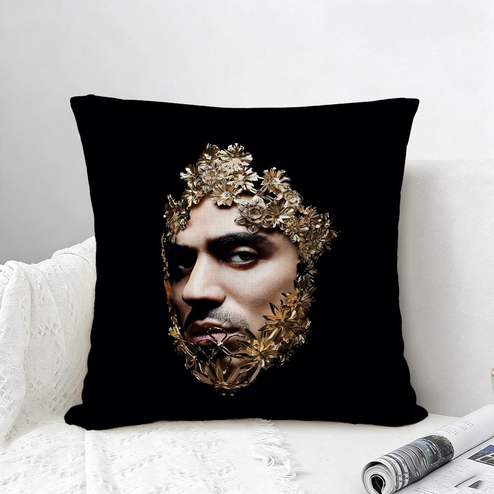 Rapper Marracash Cushion Cover Natural Linen Pillowcase Set AllinOne Decor for Sofa Bedroom  Chair