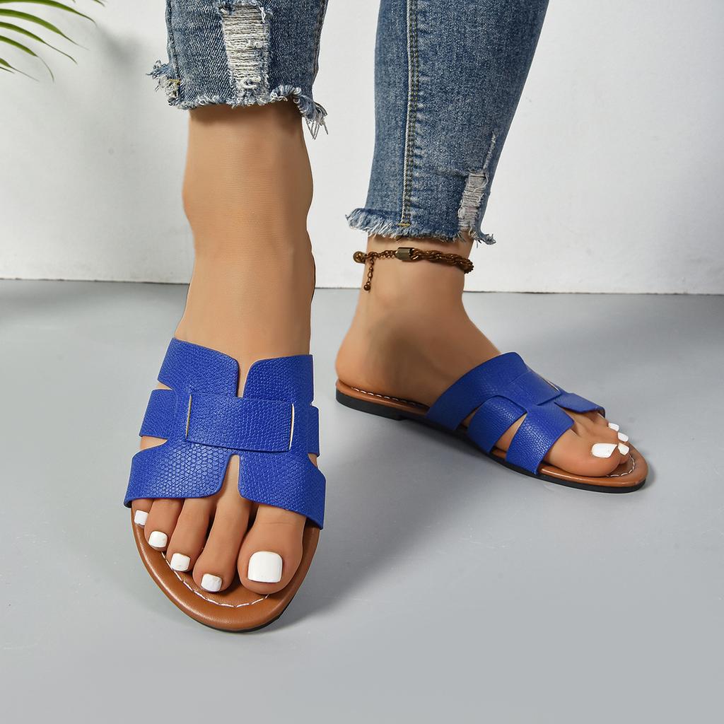 Women's Summer Fashion Slip-On Flat Sandals Minimalist Open Toe Slides Casual Outdoor Slipper