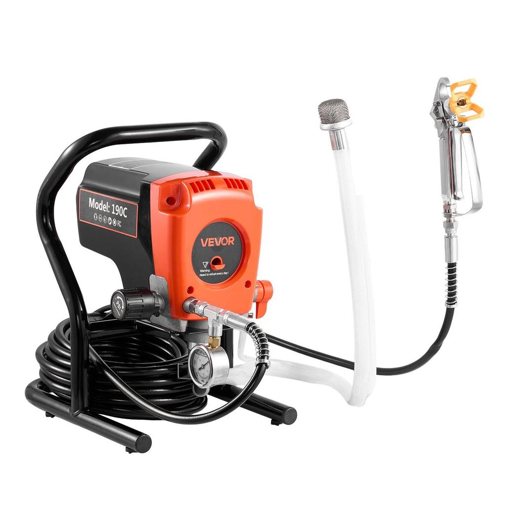 Stand Airless Paint Sprayer, 900W, 3300PSI High Pressure Airless Sprayer, Cleaning Brush, Hose, Extension Rod, Nozzles, Electric Spray Paint Machine