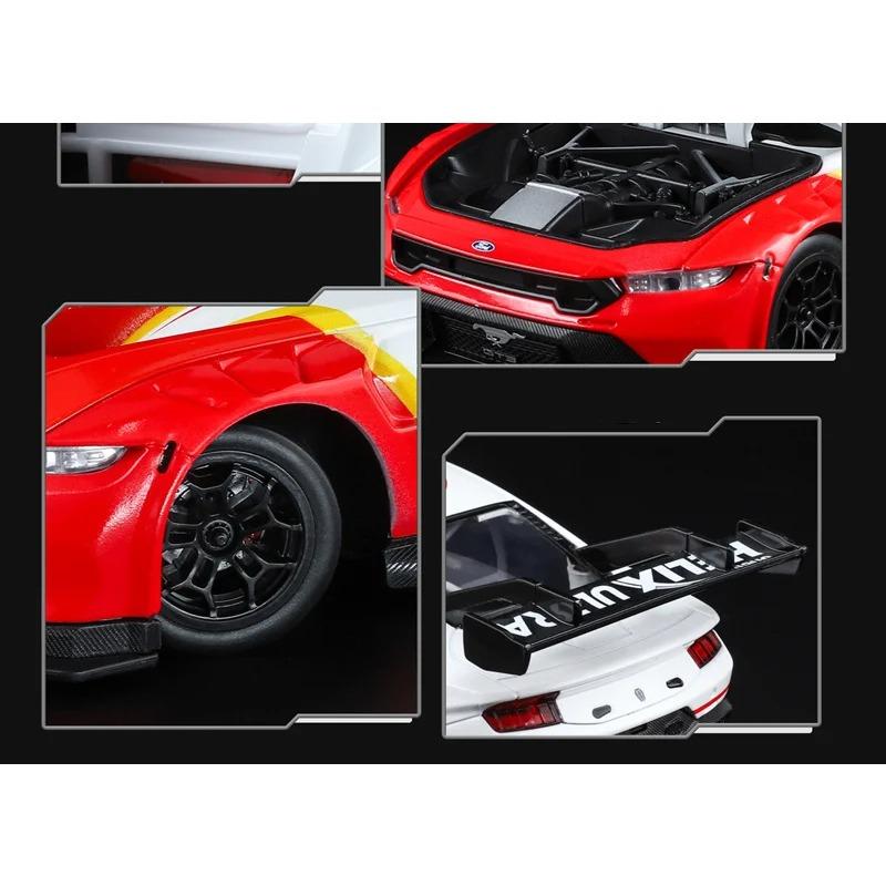 1/24 Ford Mustang GT3 Co-brand Version Alloy Sports Car Model Metal Track Racing Car Vehicle Model Sound and Light Kids Toy Gift