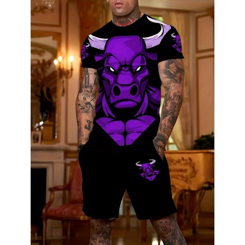2-Piece Summer Men s Casual Set Trendy Bear 3D Digital Print S