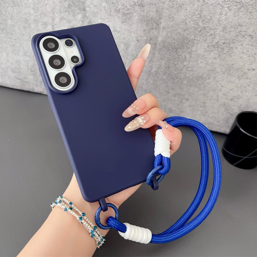 Silicone Candy Color Phone Case for Samsung Galaxy S26 S25 Ultra S24 FE S23 S22 S21 Plus A56 A36 A26 A17 A07 Wrist Strap Cover