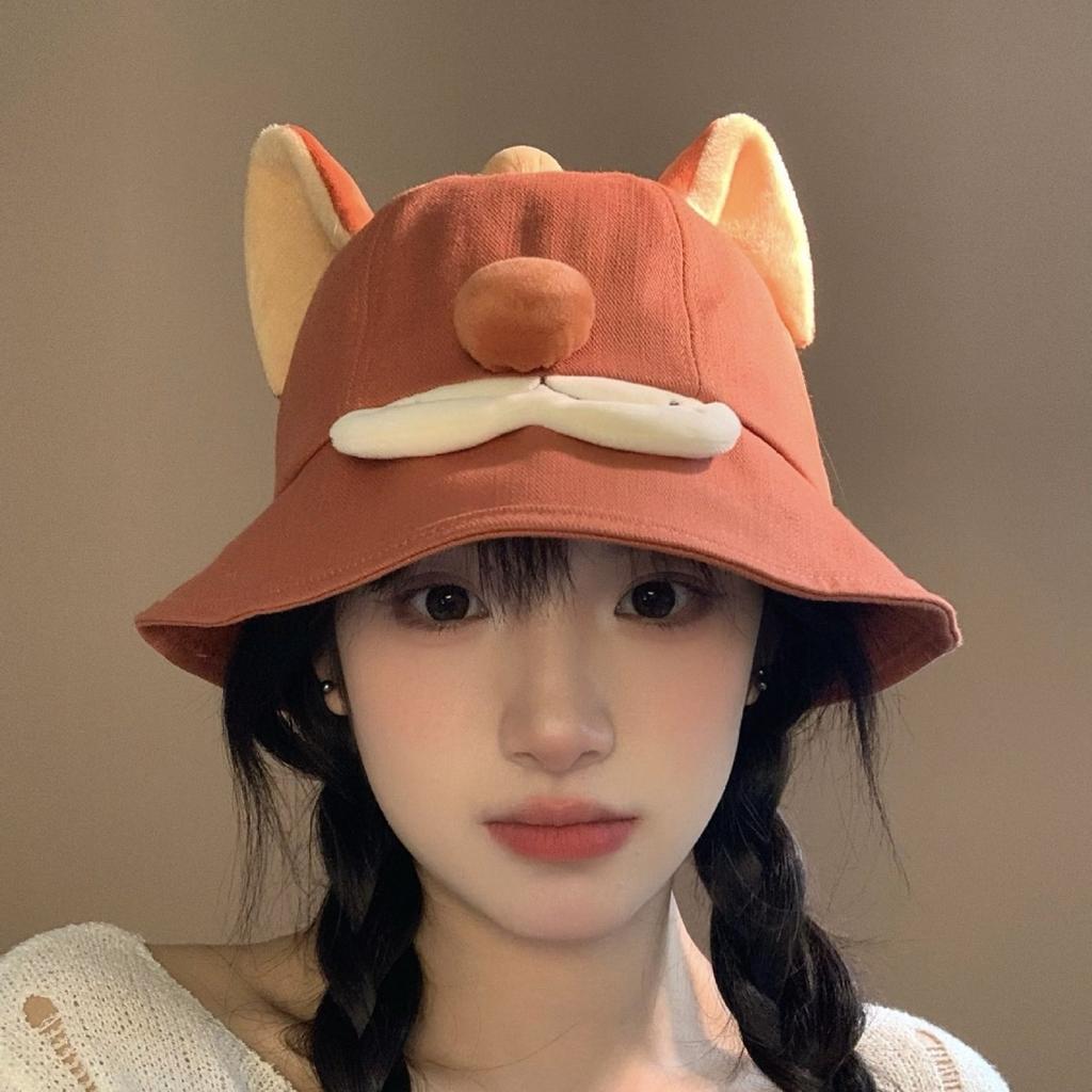 Cartoon mushroom cat fisherman hat children versatile face small fashion cute funny expression basin hat tide