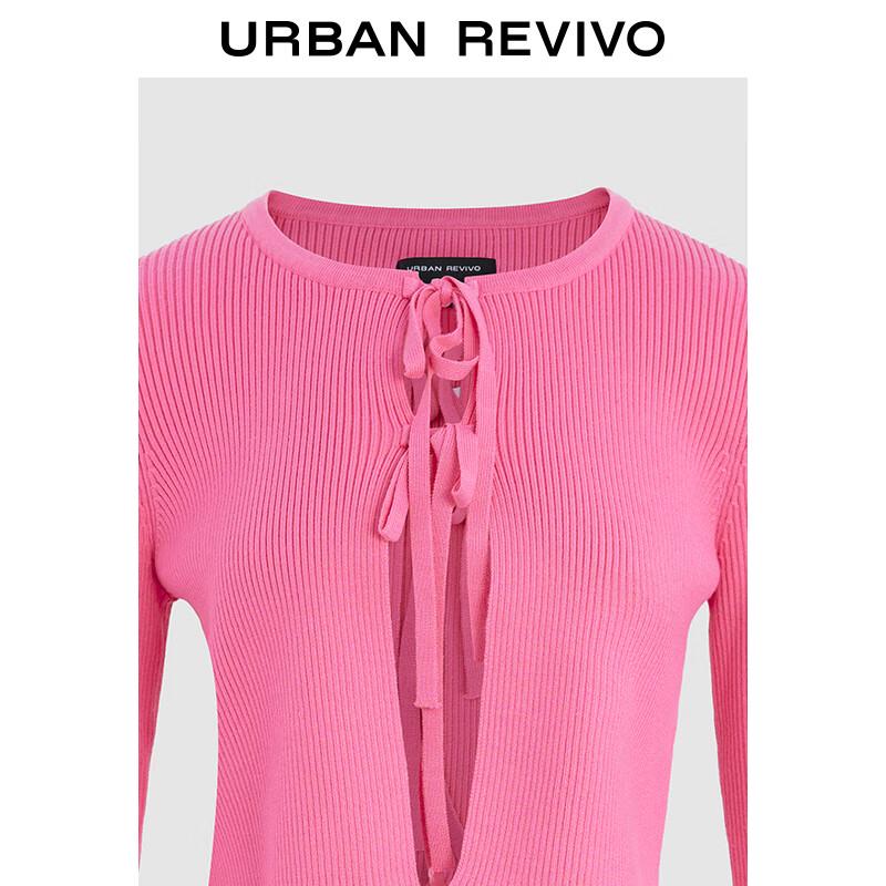 UR 2025 Spring Women's Tie-Waist Round Neck Knit Cardigan