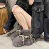 Fashion Women Thickened Plush Fur Warm Thick Bottom Snow Cotton Boots Women Outdoor Solid Color Winter Plush Warm Fluffy Platform Shoes