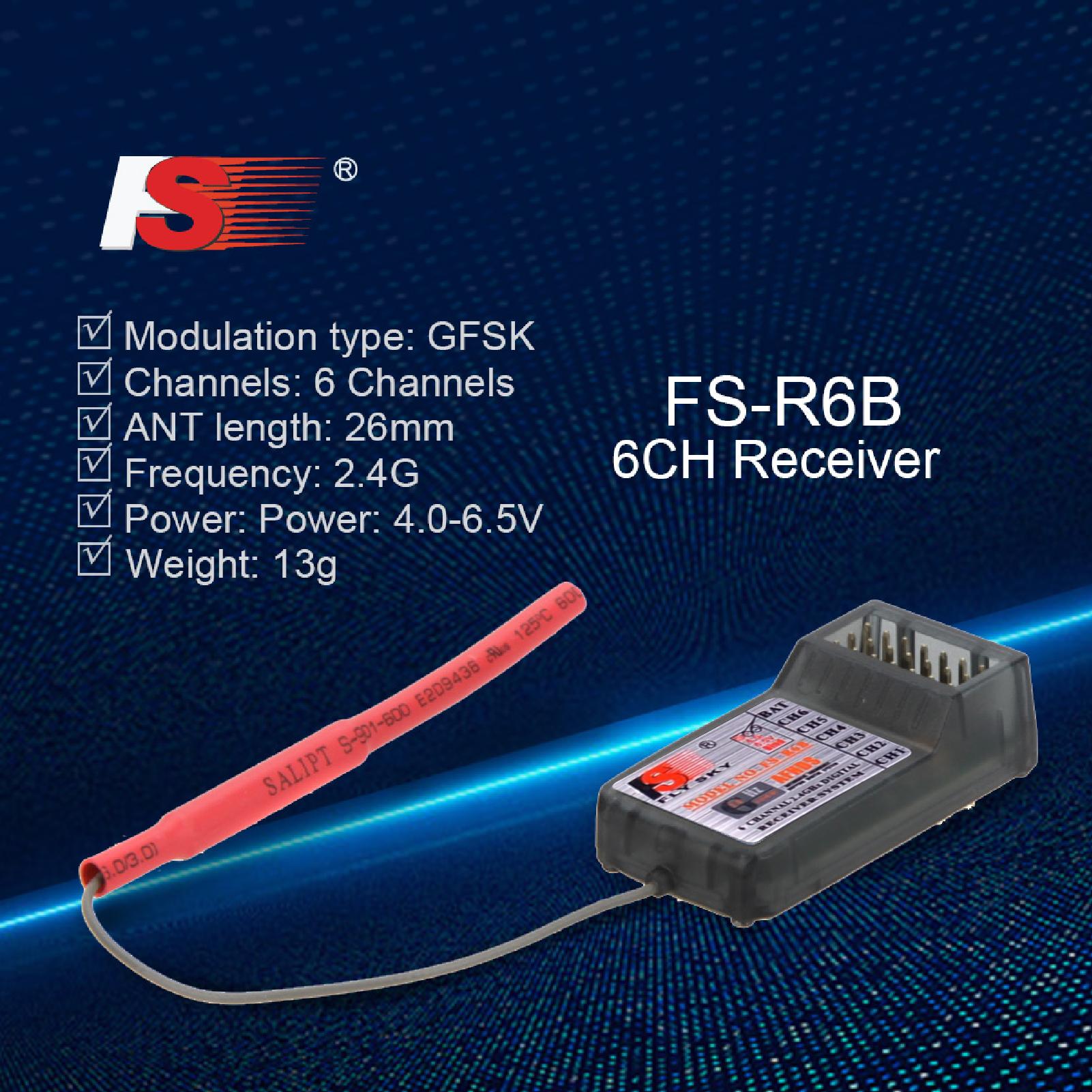 

FlySky FSR6B 2.4Ghz 6CH Receiver for FlySky TH9X FSCT6B FST6 Transmitter сірий