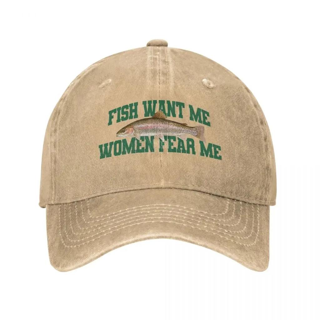 Ryby chcą mnie kobiety bój się mnie Meme czapki baseballowe klasyczne w trudnej sytuacji Denim sprana czapka typu snapback unisex treningi niestrukturalne czapki czapka