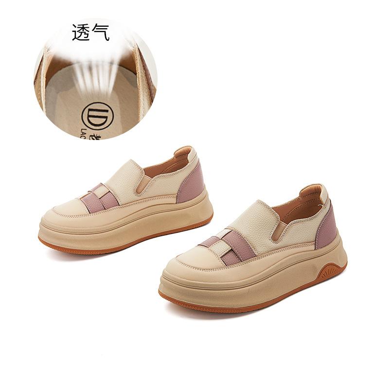 National style little white shoes 2025 spring and summer new retro color matching platform single shoes women's one-pedal comfortable commuting women