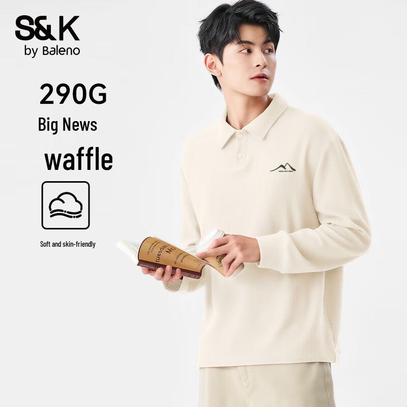 Baleno Men's S&K Waffle Texture Long Sleeve Polo Shirt