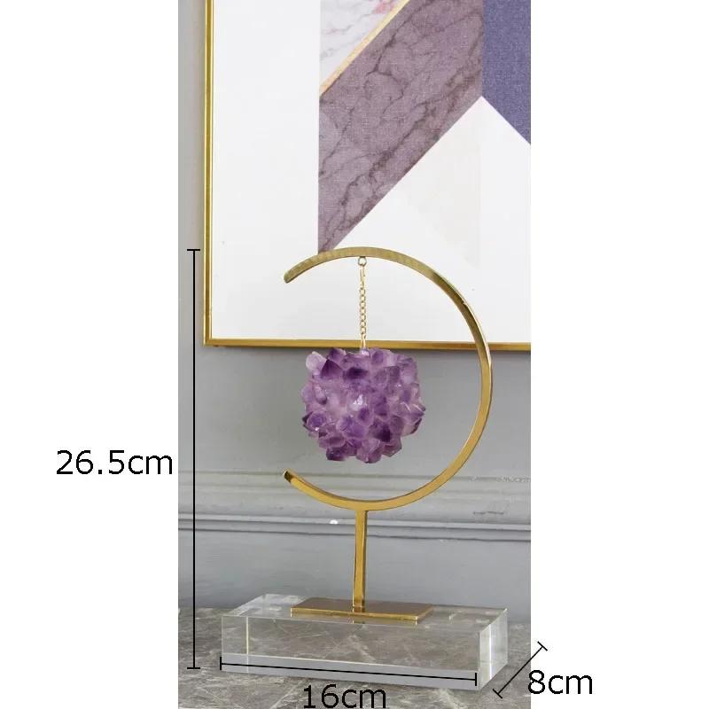 

Natural Crystal Flowers Statue Metal Crafts Desk Decoration Creative Crystal Base Flower Ornaments Room Aesthetics Furnishings