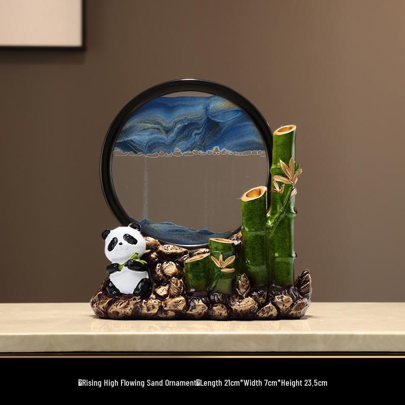Bamboo Panda Decorative Ornament for Living Room, Office, or Entryway