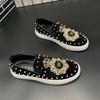 Shoes for Men Leather Casual Shoes Man Fashion Trend Luxury Embroidery Rivet Flat Mens Sneakers Shoes Leisure Slip-on Loafers