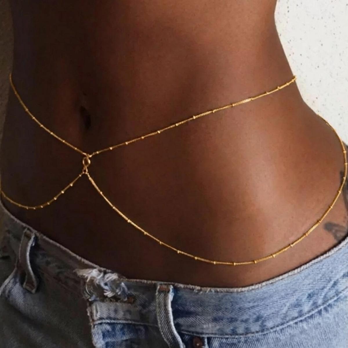 

Creative Multilayer Imitation Pearl Tassel Waist Chain For Women Men Fashion Sexy Bikini Summer Beach Belly Chain Body Jewelry