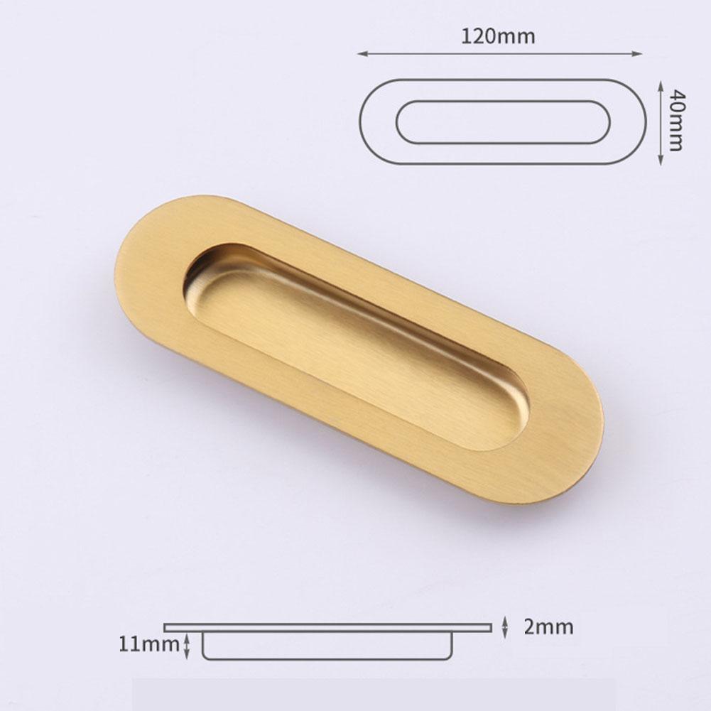 2MM Thick Door Knobs Handle 4mm Screw 120*40mm Embedded Oval Square Stainless Steel Wardrobe Invisible Cabinet