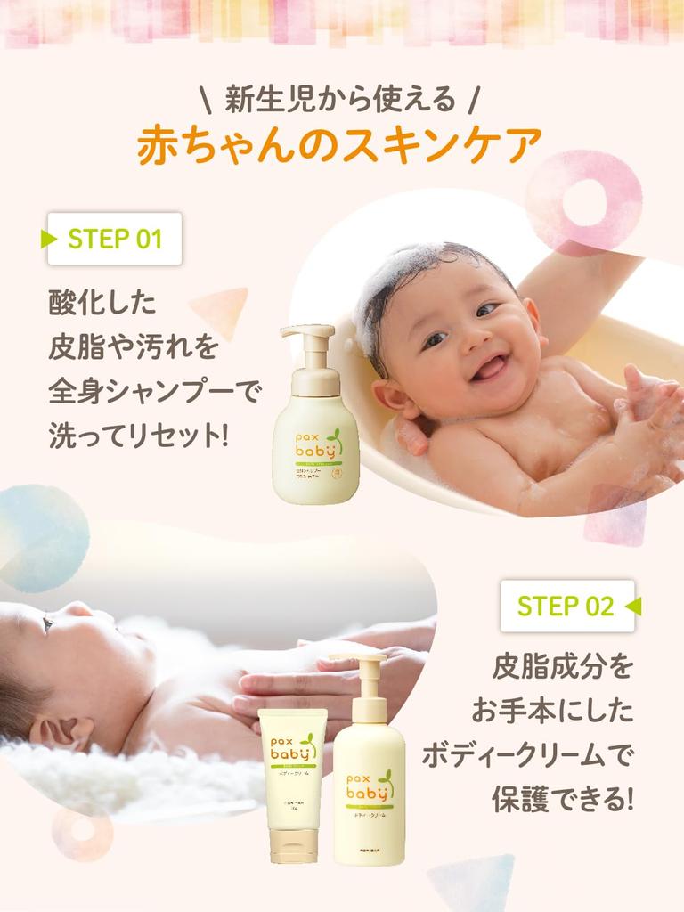 Pax Baby Ganzkörpershampoo, Schaumtyp, 300 ml, unparfümierte Seife für Neugeborene, natürlich gewonnenes Sonnenöl, ohne Zusatzstoffe, 100 %