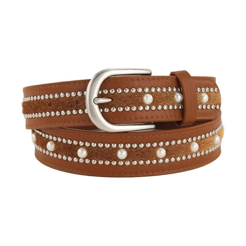 PU Leather Punk Style Belt Needle Buckle Rivet Decorative Belt Women's Waist Belt  for Women's Wear