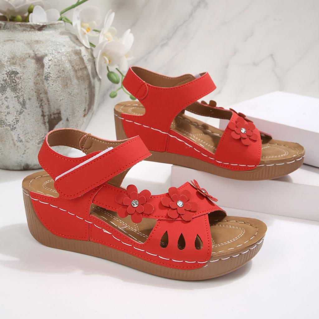Women's Flower Wedge Sandals 2026 Summer Platform Sandals Chunky Heel Open Toe Beach Shoes Casual Outdoor Sandals