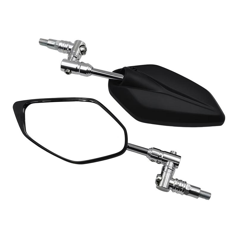 Motorcycle rearview mirrors black silver with adapter fit 10mm thread size ABS aluminum alloy rotating motorcycle side mirror