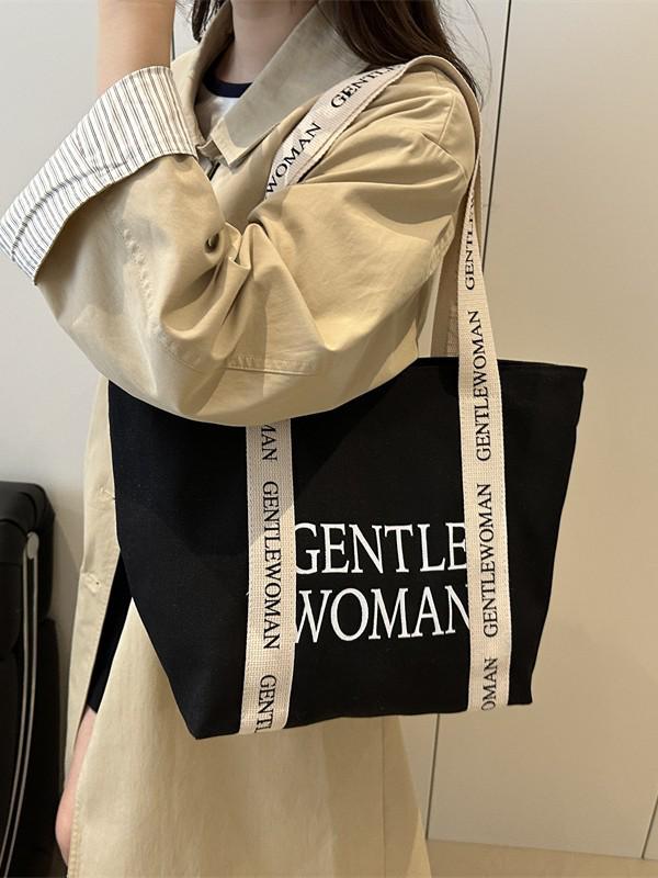 Large Capacity Canvas Tote Bag - Fashionable Japanese Korean Style, Single Shoulder, Handheld.