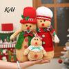 Cute Christmas Tree Hanging Dolls Plush Gingerbread Man Figures with Hat Scarf, Stuffed Family Soft Textured Figurines of 3 Ornament for Home