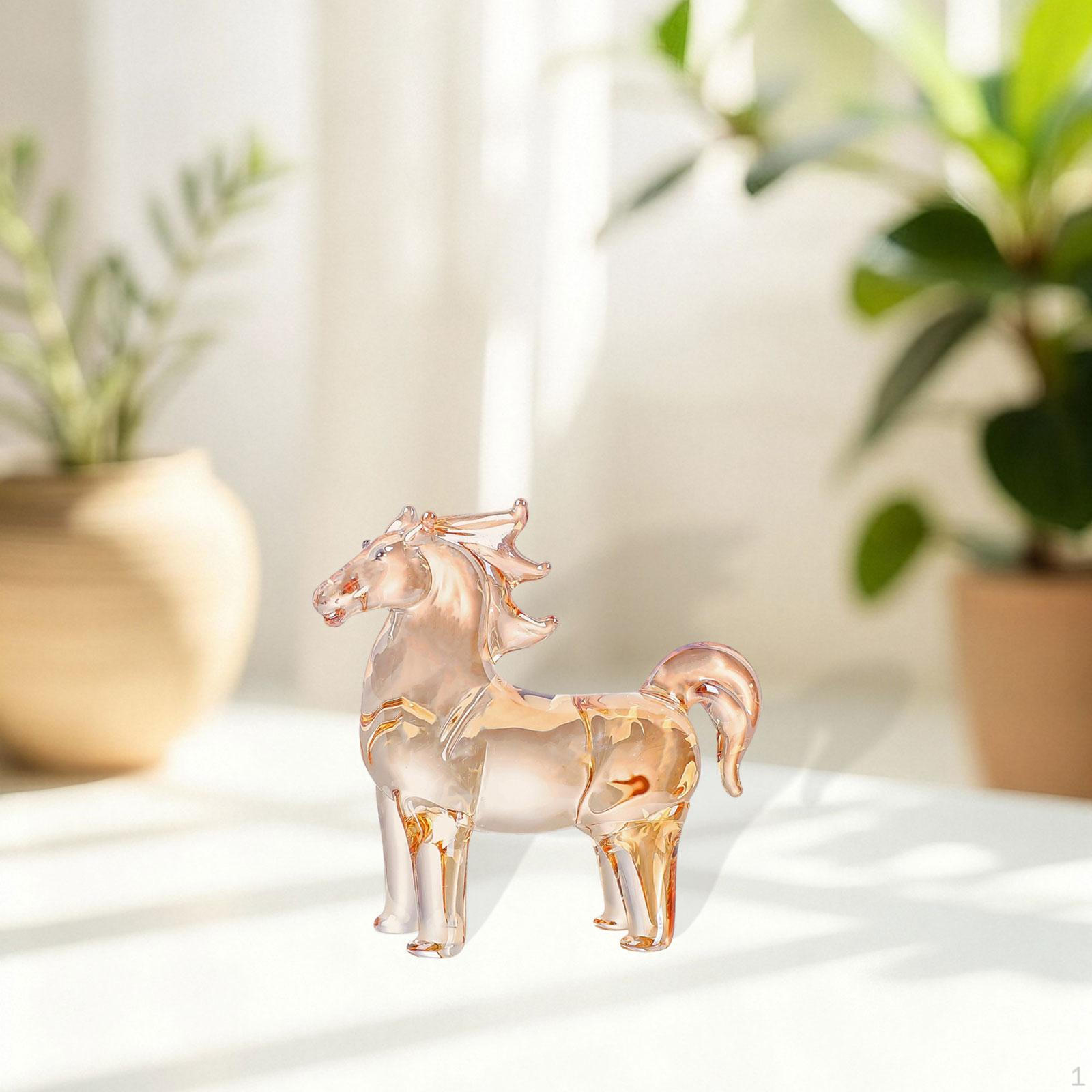

Glass Horse Figurine Animal Sculpture Elegant for Home Decor Bedroom Meditation Champagne