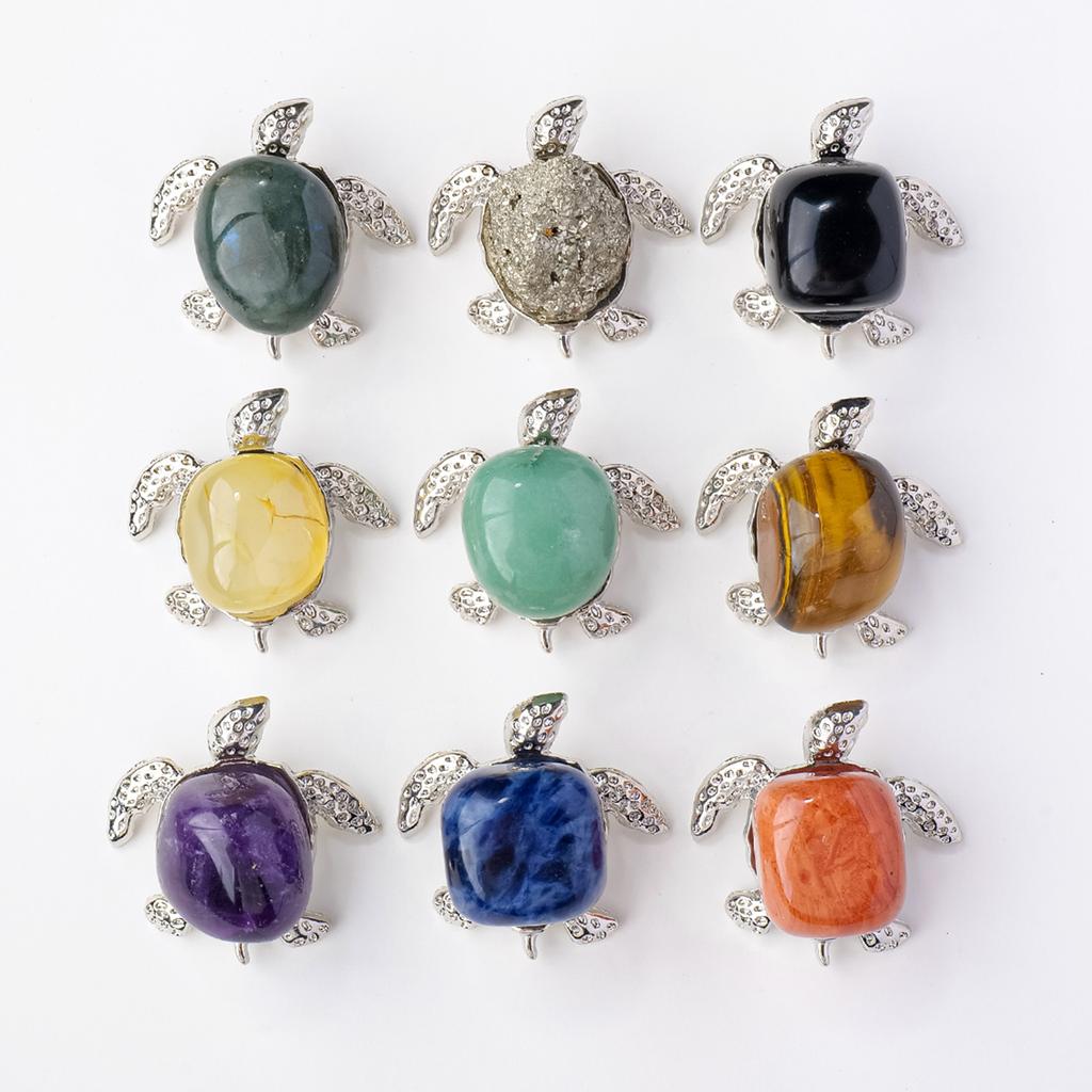 1pc Natural Crystal Tumbled Stone Turtle Jewelry Crystal Raw Stone Silvery  Home Office Decoration Holiday Gift rose quartz gift