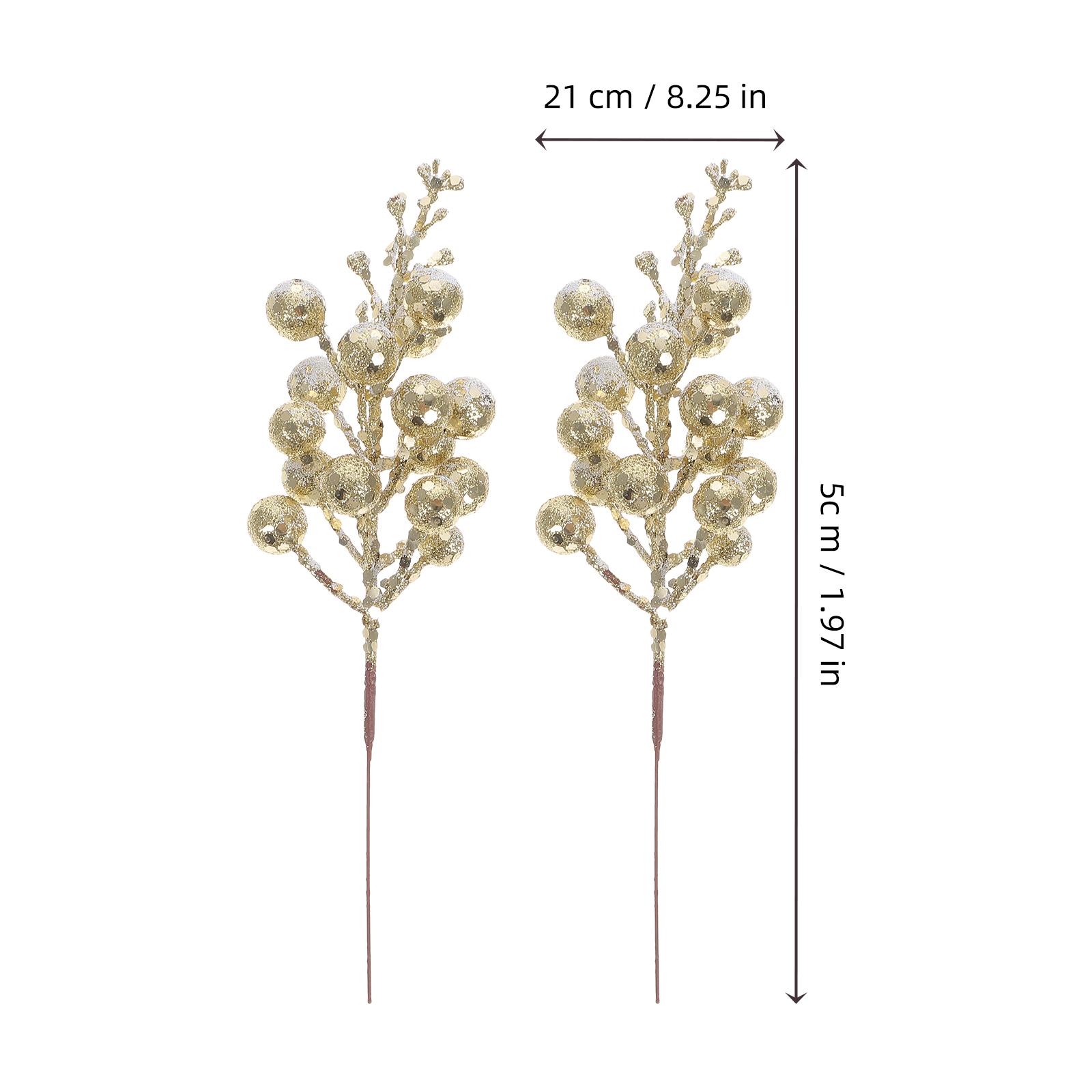 

10Pcs Fake Berry Stem Glitter Artificial Berries for Christmas Decorations 19x5x5cm Tree Branches Picks Winter Holiday Home золотистый