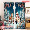 2pcs 2D Flat Printing Merry Christmas Party Curtains Christmas11 Machine Washable Polyester Without Electricity Festive Wall
