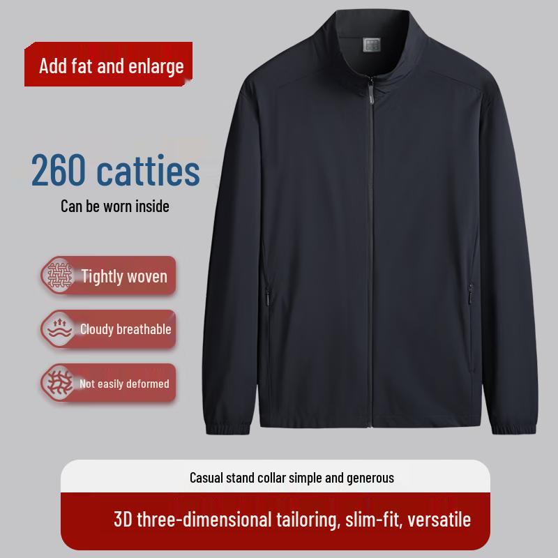Men s Plus Size Lightweight Stand Collar Jacket 7XL