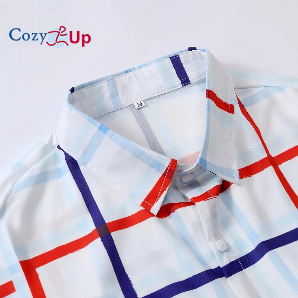 Men's Blue Red Plaid Men's Short Sleeve Shirt Men's Shirt Summer 2025 New