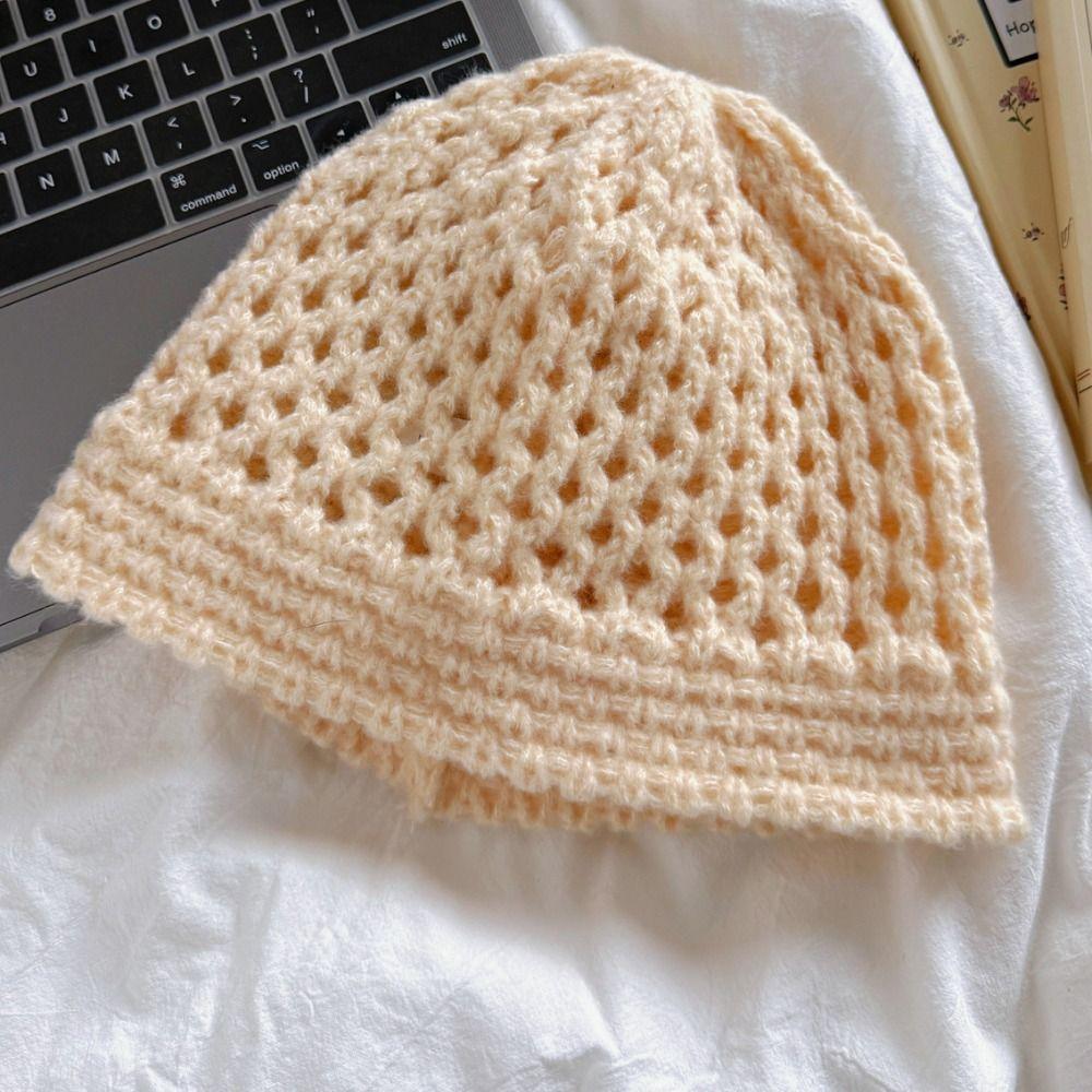 Hollow Out Crochet Pullover Hat Bohemian Style Weave Cap Sweet Knitted Beanies Hat  Girls