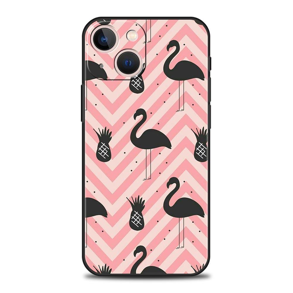 Pink Red Flamingo Luxury Phone Case For iPhone 11 14 15 Pro MAX 12 13 Mini 7 8 Plus X XR XS SE Silicone Shockproof Cover Funda