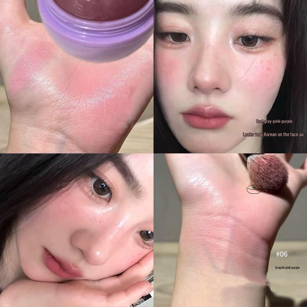 Peach Velvet Cream Blush: 3D Highlight, Natural Reddish Tone, Long-lasting Dewy Finish for Autumn/Winter