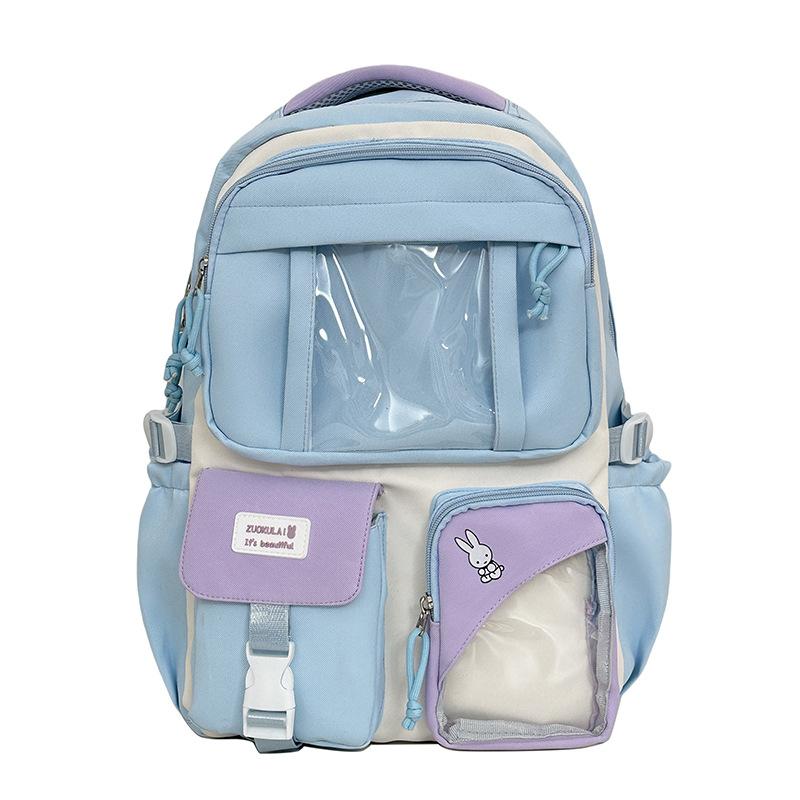 Schoolbag Cute Little Fresh Junior High School Student Large Capacity Schoolbag High School Student Backpack College Girl Transparent Pain Bag Baby 