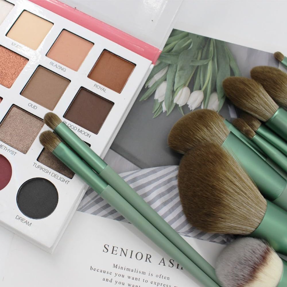Makeup Brush Set with Puffs and Premium Fiber and Includes a Cosmetic Storage Bag 16-Piece Sponges, Bristles, Ultra-Soft, Multi-Purpose, Portable,