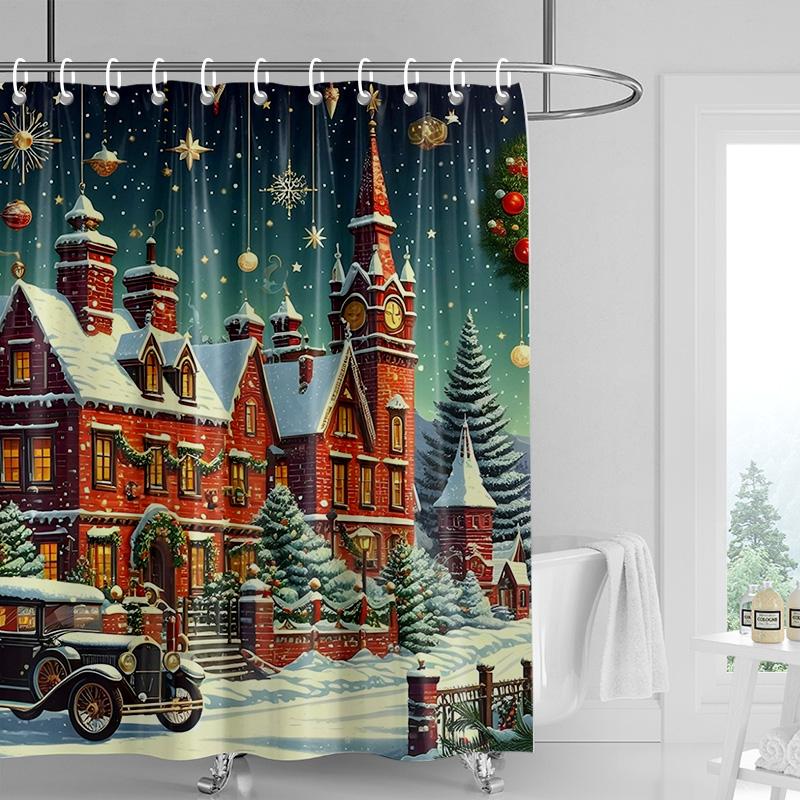 Dekoracja domu zasłony prysznicowe do łazienki wodoodporna tkanina zasłonowa Nowoczesny styl skandynawski Salon Wesołych Świąt zima