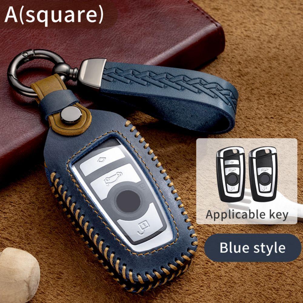 Leather Car Key Case Smart Remote Fob Protector Cover Keychain Holder for BMW 1 2 3 4 5 6 7 Series X1 X2 X3 X4 X5 X6 X7 GT M5 M6