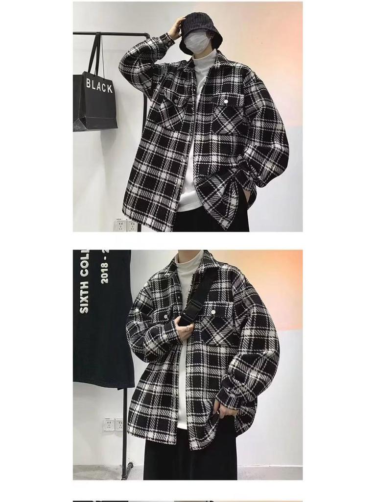 Men's 2024 Plaid Shirt Jacket – Spring & Autumn Korean Trendy Workwear Baseball Style