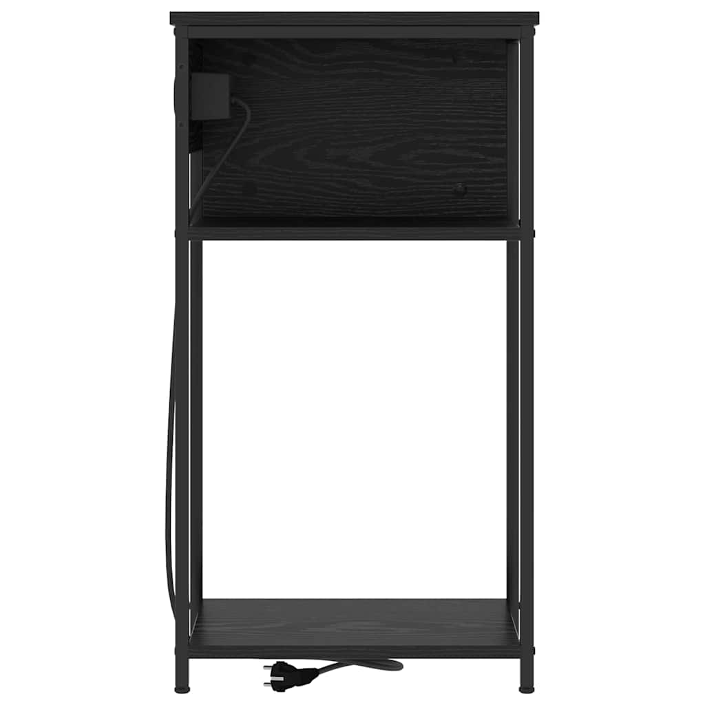 Nightstand Black Oak Look 41 X 28 X 76 Cm Engineered Wood