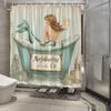 Mermaid Shower Curtain - Watercolor Merfolk & Vintage Tub Design, Colorful Fantasy Scene, Water-Resistant Polyester